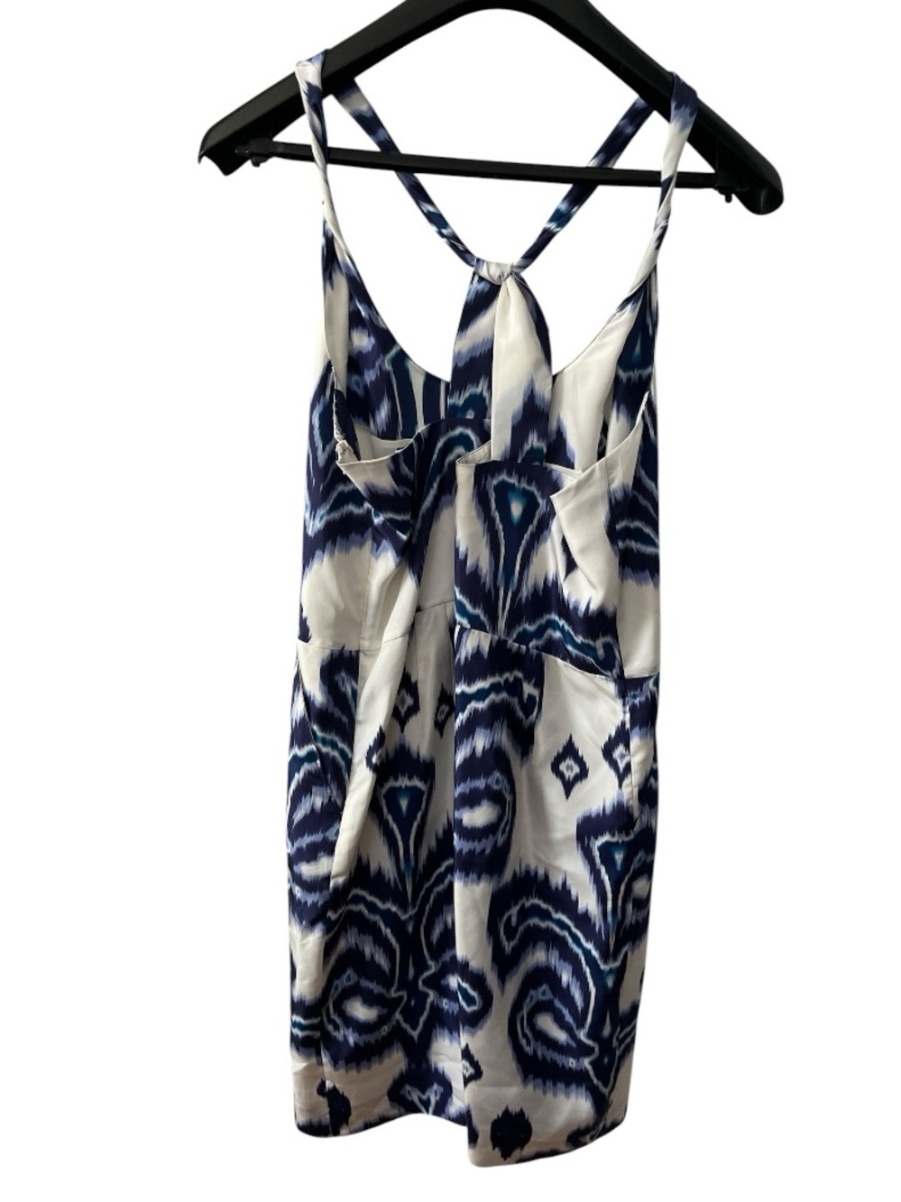 Banana Republic White Silk Dress with Navy Ikat Motif size 12 - Picture 3 of 6